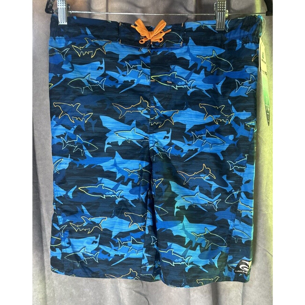 NEW W TAGS Laguna Big Boys Drawstring Electric Shark Swim Trunks, xl 18/20